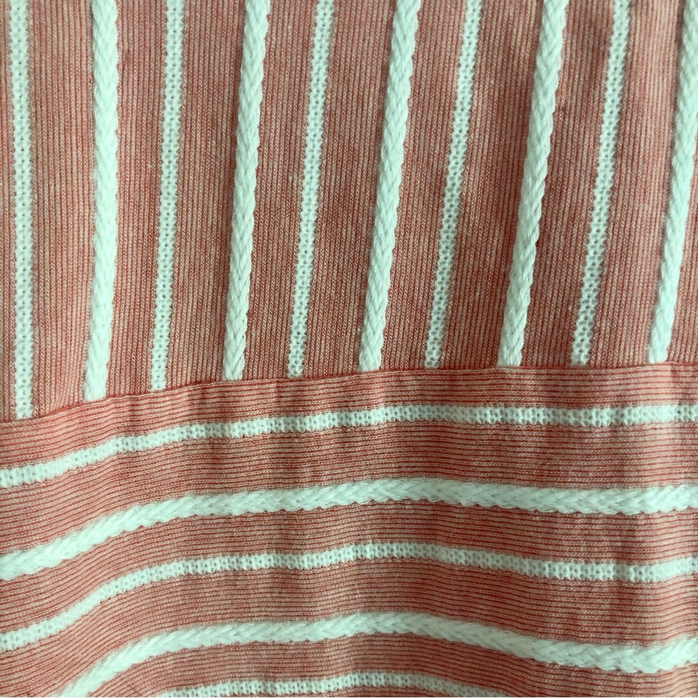 A New Day Plus Size Coral Striped Back Button Oversized Trumpet Sleeve Top - Picture 7 of 9